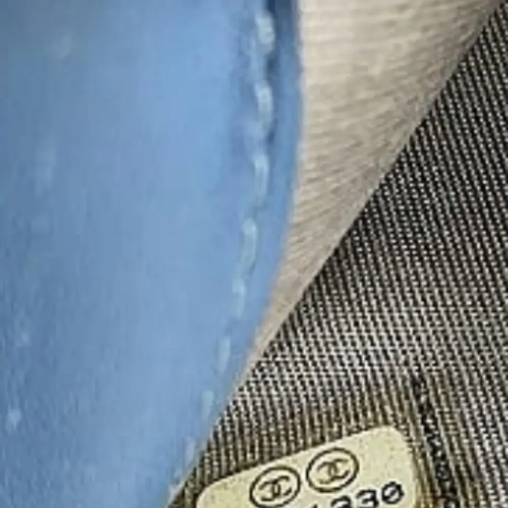 Chanel Powder Blue Logo Caviar Leather Long Wallet